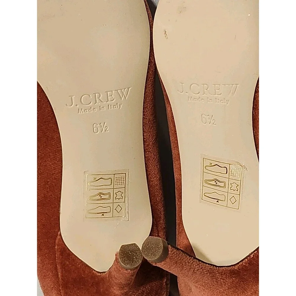 J.Crew Elsie Velvet Ankle-Wrap Pumps Rusted Red Size 6.5 W/Dust Bag & Box - Picture 8 of 13